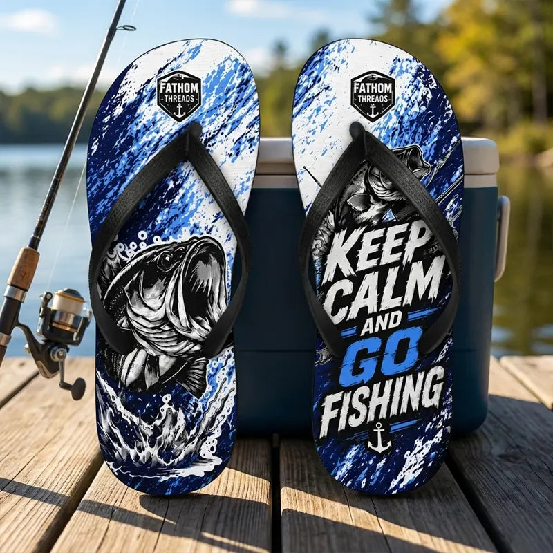 Personalized Keep Calm And Go Fishing Bass Fish Flip Flops 2026