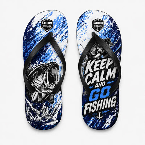 Personalized Keep Calm And Go Fishing Bass Fish Flip Flops