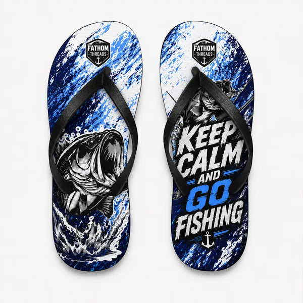 Personalized Keep Calm And Go Fishing Bass Fish Flip Flops 2026