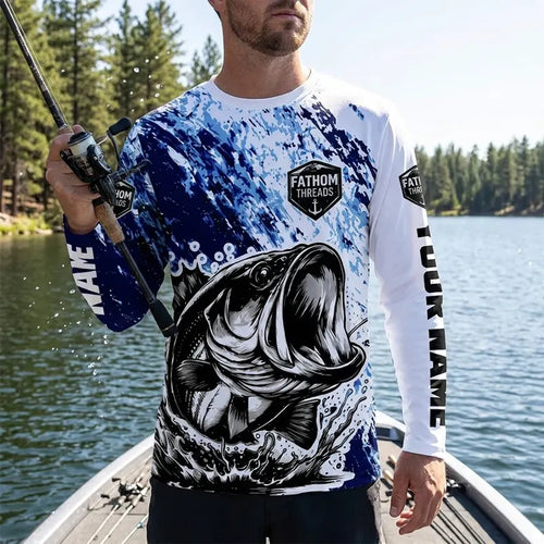Personalized Keep Calm And Go Fishing Bass Fish Long Sleeve Shirt