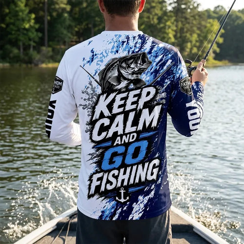 Personalized Keep Calm And Go Fishing Bass Fish Long Sleeve Shirt