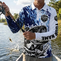 Personalized Keep Calm And Go Fishing Bass Fish Polo Long Sleeve Shirt