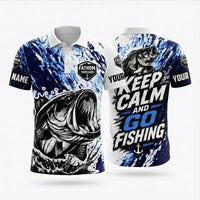 Personalized Keep Calm And Go Fishing Bass Fish Polo Shirt