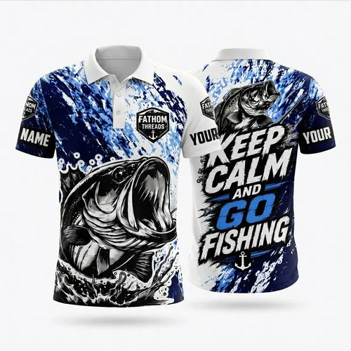 Personalized Keep Calm And Go Fishing Bass Fish Polo Shirt