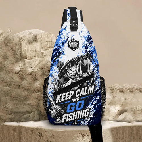 Personalized Keep Calm And Go Fishing Bass Fish Sling Bag