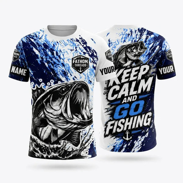 Personalized Keep Calm And Go Fishing Bass Fish T-Shirt 2026