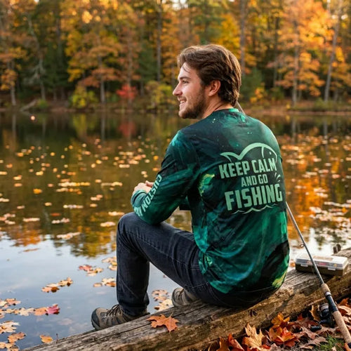 Personalized Keep Calm And Go Fishing Long Sleeve Shirt