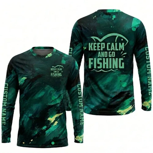 Personalized Keep Calm And Go Fishing Long Sleeve Shirt