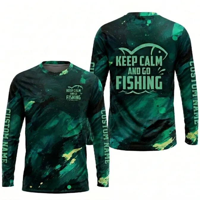Personalized Keep Calm And Go Fishing Long Sleeve Shirt
