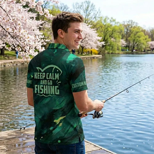 Personalized Keep Calm And Go Fishing Polo Shirt