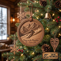 Personalized Mountain Adventure Wooden Ornament
