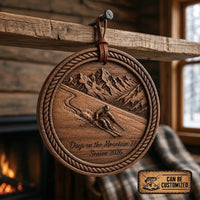 Personalized Mountain Adventure Wooden Ornament