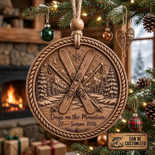 Personalized Mountain Adventure Wooden Ornament