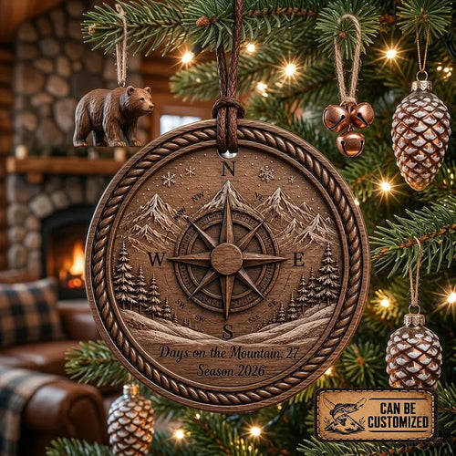 Personalized Mountain Adventure Wooden Ornament