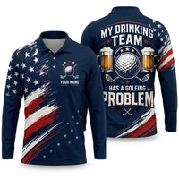 Personalized My Drinking Team Has A Golfing Problem Polo Long Sleeve Shirt