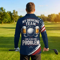 Personalized My Drinking Team Has A Golfing Problem Polo Long Sleeve Shirt