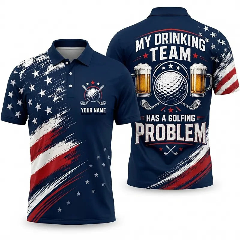 Personalized My Drinking Team Has A Golfing Problem Polo Shirt