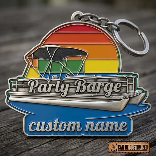 Personalized Retro Lake Life Metal Keychain