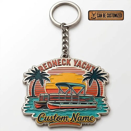 Personalized Retro Lake Life Metal Keychain