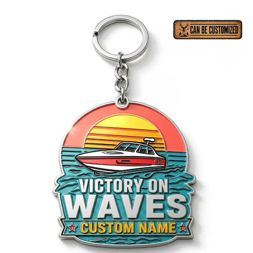 Personalized Retro Lake Life Metal Keychain