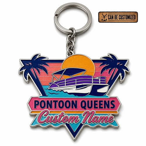 Personalized Retro Lake Life Metal Keychain