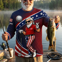 Personalized Uncle Sam Golf Patriotic Long Sleeve Shirt