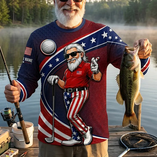 Personalized Uncle Sam Golf Patriotic Long Sleeve Shirt