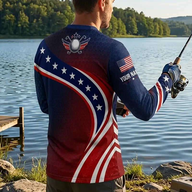Personalized Uncle Sam Golf Patriotic Long Sleeve Shirt 2026