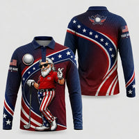 Personalized Uncle Sam Golf Patriotic Polo Long Sleeve Shirt