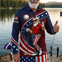 Personalized Uncle Sam Golf Patriotic Polo Long Sleeve Shirt