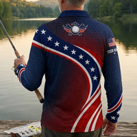 Personalized Uncle Sam Golf Patriotic Polo Long Sleeve Shirt