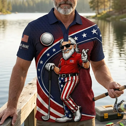 Personalized Uncle Sam Golf Patriotic Polo Shirt