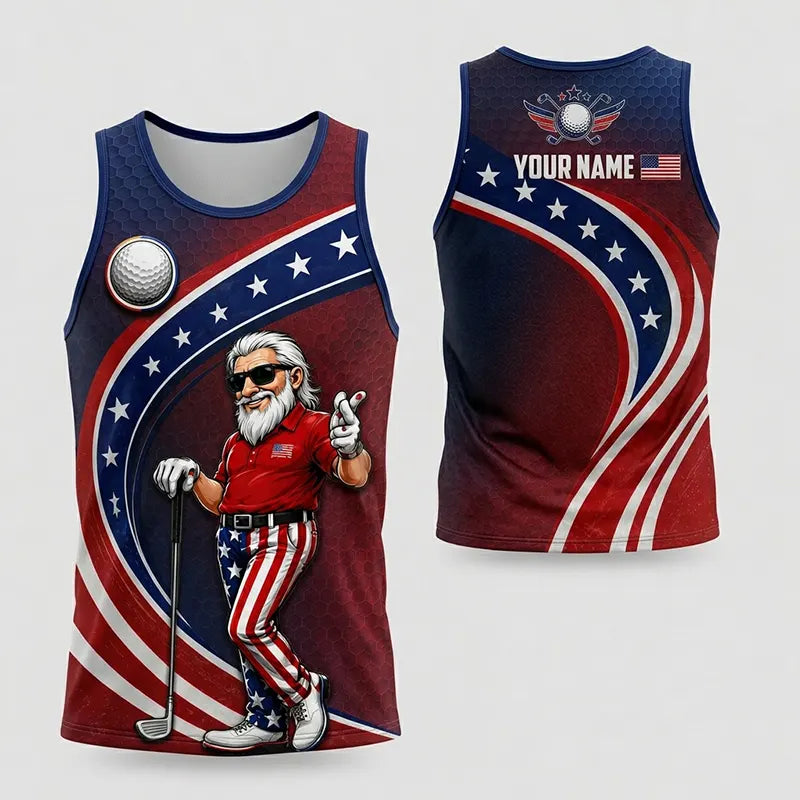 Personalized Uncle Sam Golf Patriotic Tank Top