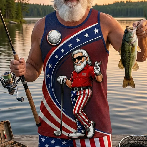 Personalized Uncle Sam Golf Patriotic Tank Top