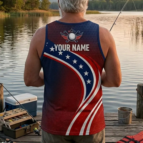 Personalized Uncle Sam Golf Patriotic Tank Top