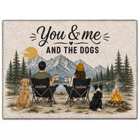 Personalized You & Me And The Dogs Camping Doormat