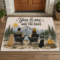 Personalized You & Me And The Dogs Camping Doormat