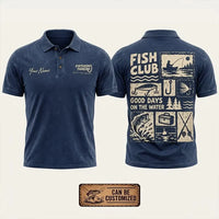 Personalized Fish Club Good Days On The Water Polo Shirt