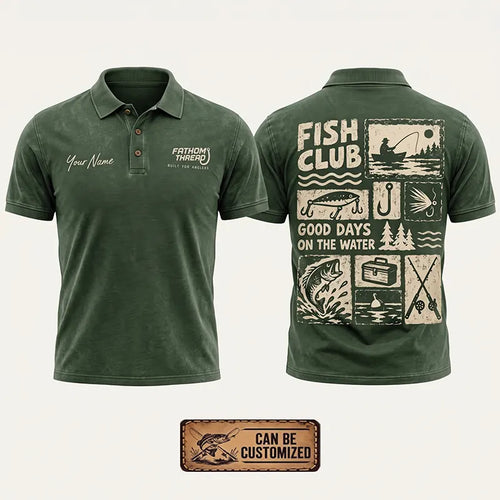 Personalized Fish Club Good Days On The Water Polo Shirt