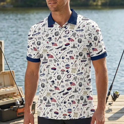 Freedom & Fishing USA 250 Polo Shirt