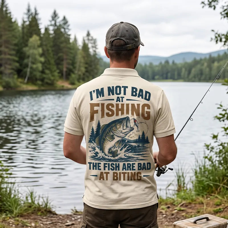 Funny I'm Not Bad at Fishing Bass Fishing Polo Shirt