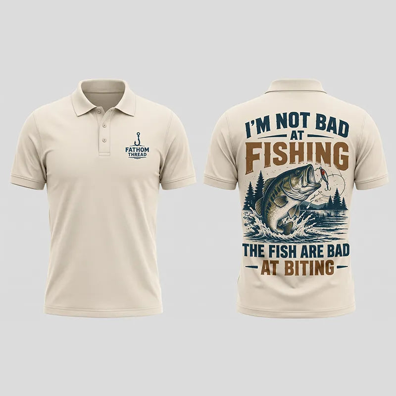 Funny I'm Not Bad at Fishing Bass Fishing Polo Shirt