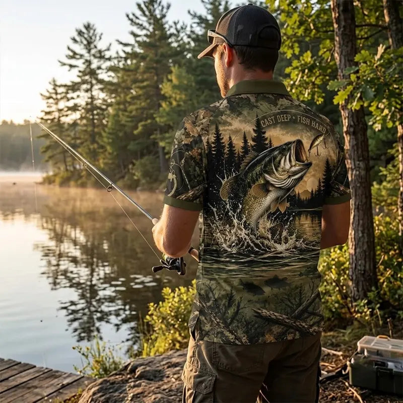 Fathom Thread Camouflage Personalized Fishing Polo Shirt