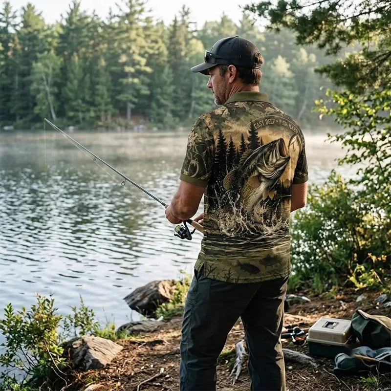 Fathom Thread Camouflage Personalized Fishing Polo Shirt