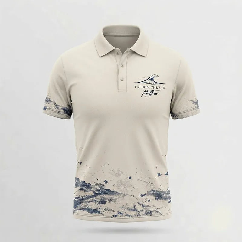 Personalized Fathom Thread Gyotaku Tuna Ocean Fishing Polo Shirt