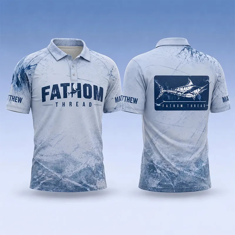 Personalized Fathom Thread Custom Marlin Strike Fishing Polo Shirt