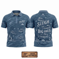 Personalized Sleigh the Big Ones Christmas Fishing Polo Shirt