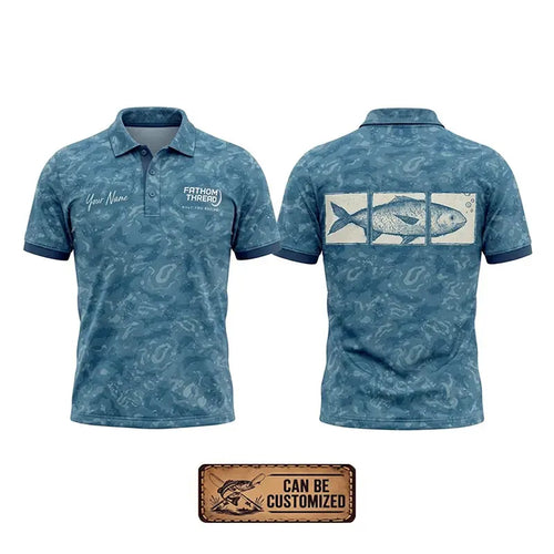 Personalized Fathom Thread Underwater Fish Camo Polo Shirt