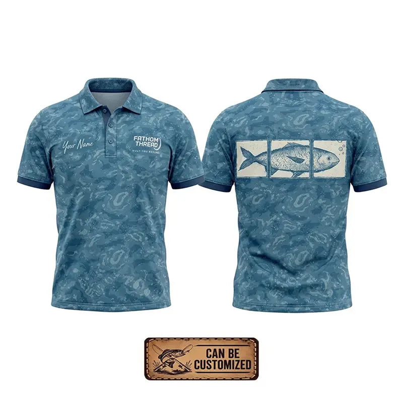 Personalized Fathom Thread Underwater Fish Camo Polo Shirt