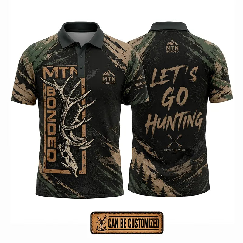 Personalized MTN Bonded Let's Go Hunting Camo Polo Shirt